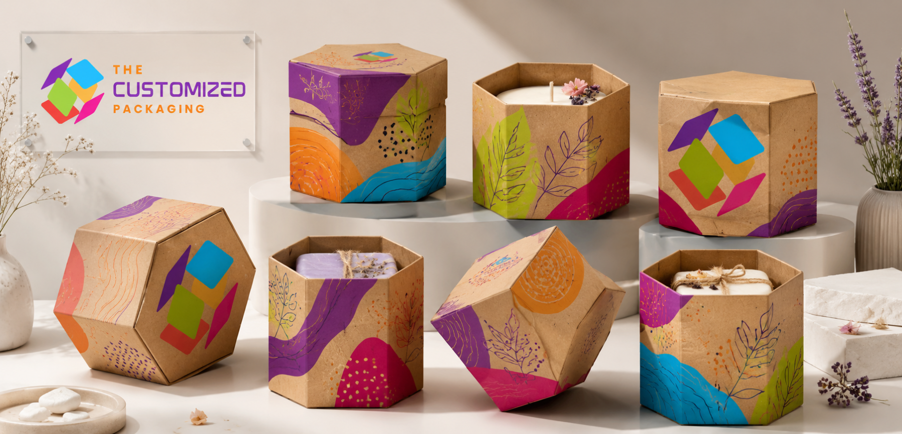 Printing Natural Kraft Six Corner Boxes